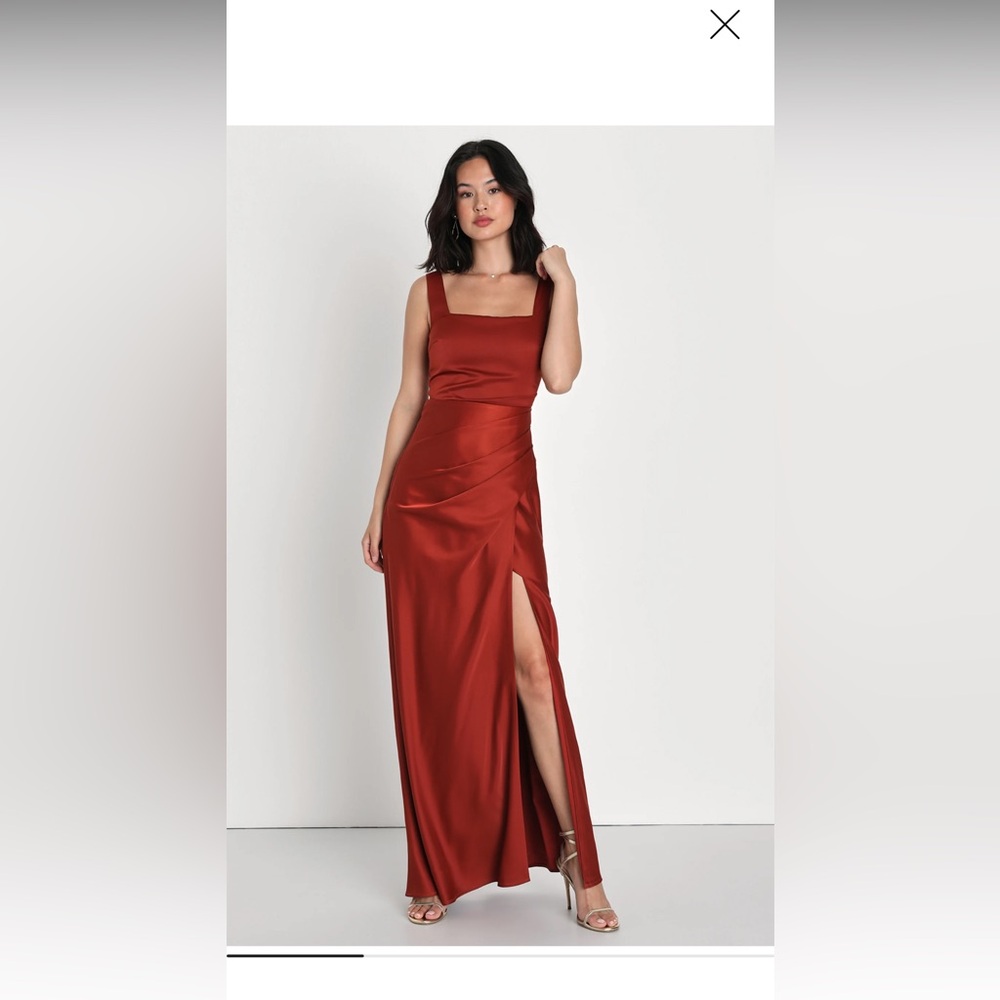 Lulus Rust Satin Dress